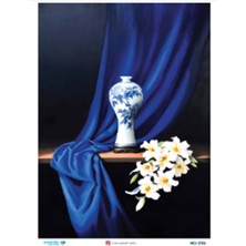 Atölye 7-77 Diamond Craft N: 2755 Siyah Fon Lacivert Kumaş Fonda Vazo 30X42 cm Dekopaj