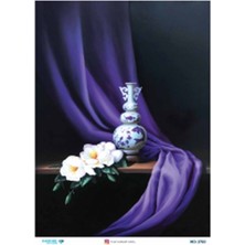 Atölye 7-77 Diamond Craft N: 2750 Siyah Fon Lacivert Kumaş Fonda Vazo 30X42 cm Dekopaj