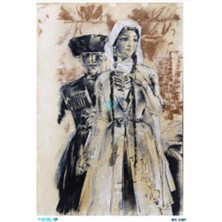 Atölye 7-77 Diamond Craft N: 3089 Asker ve Saçı Örgülü Kadın 30X42 cm Dekopaj