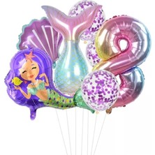 Best Parti Deniz Konsept Kuyruğu Deniz Kabuğu Rakam Balon Seti 8 Yaş