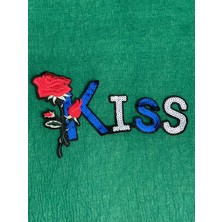 Gönülden Tasarım 24 x 14 cm Ütü Ile Yapışan Pul Payetli Kiss Güllü Aplike Arma Yama