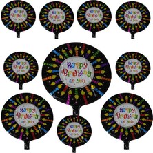 Pandoli Happy Birthday To You Doğum Günü Mumları Temalı Parti Balonu Siyah Renk 10 Adet 45 cm