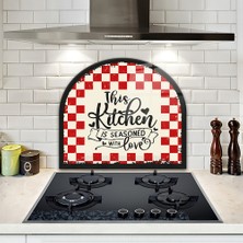 Decorita Cam Ocak Arkası Koruyucu | Oval Şekilli | Kitchen Love | 52cm X 60cm