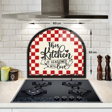 Decorita Cam Ocak Arkası Koruyucu | Oval Şekilli | Kitchen Love | 52cm X 60cm