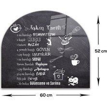 Decorita Cam Ocak Arkası Koruyucu | Oval Şekilli | Aşkın Tarifi | 52cm X 60cm