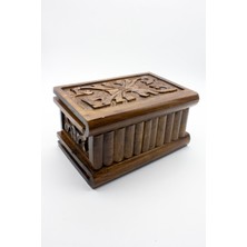 MYK Hediye ve Sanat Atölyesi Ahşap Oymalı Şifreli Sandık Büyük Boy