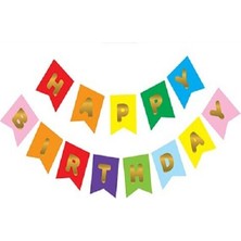 Partici Renkli Gold Happy Yaldızlı Banner