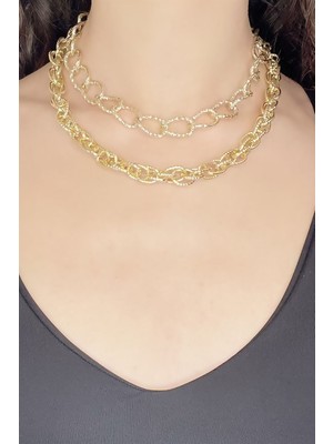 Sose Moda Ikili Gold Choker Kolye