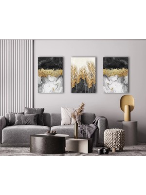 3 Parça Dekoratif Çiçek Kanvas Tablo