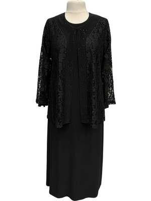 Siyah Demet Ceketli Elbise Anne Abiye Takım