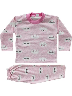Kız Bebek Bulut Desenli Alt Üst Pembe 2'li Pijama Takım