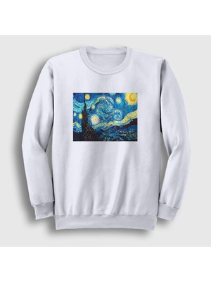 Presmono Unisex Beyaz Starry Night Art Painter Vincent Van Gogh Sweatshirt