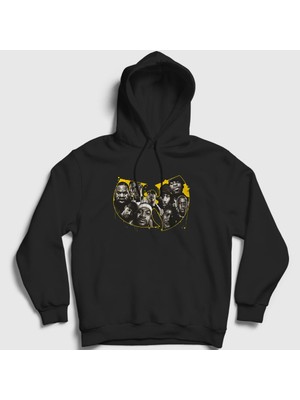 Presmono Unisex Siyah Band Wu Tang Clan Kapüşonlu Sweatshirt