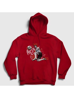 Presmono Unisex Kırmızı 10 Argentina Soccer Futbol Lionel Messi Kapüşonlu Sweatshirt