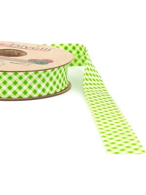 Biyelli Yeşil Ekose Pamuk Biye 2 cm - 25 M 20MM