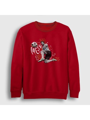 Presmono Unisex Kırmızı 10 Argentina Soccer Futbol Lionel Messi Sweatshirt