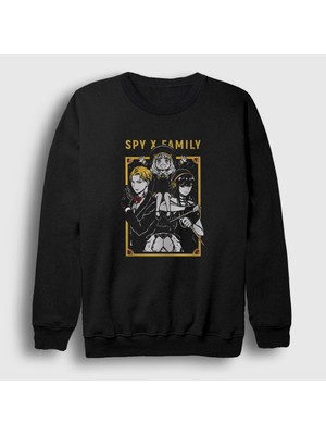 Presmono Unisex Siyah Poster Anime Spy x Family Sweatshirt