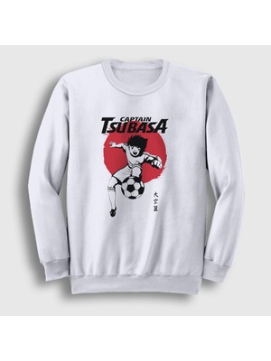 Presmono Unisex Beyaz Flag Futbol Anime Kaptan Captain Tsubasa Sweatshirt