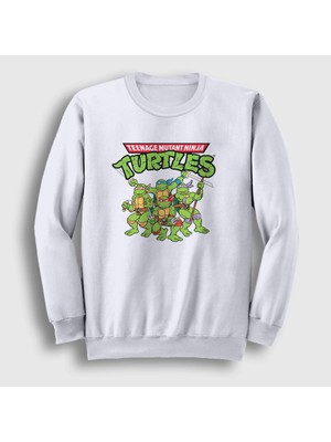 Presmono Unisex Beyaz Poster Teenage Mutant Ninja Turtles Sweatshirt