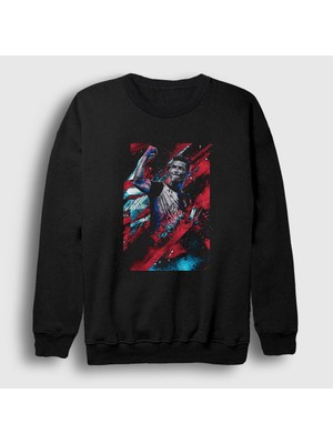 Presmono Unisex Siyah Poster Futbol Cr7 Cristiano Ronaldo Sweatshirt