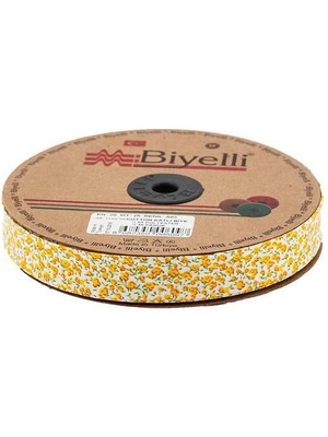 Biyelli Sarı Çiçekli Pamuk Biye 2 cm - 25 M 20MM