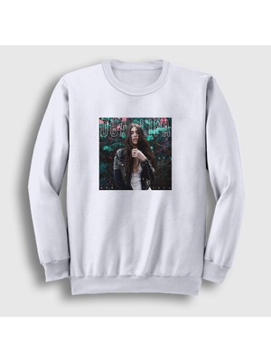 Presmono Unisex Beyaz Poster V2 Dua Lipa Sweatshirt