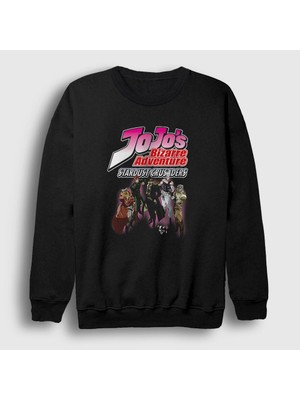 Presmono Unisex Siyah Stardust Crusaders Anime Jojo Sweatshirt