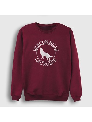 Presmono Unisex Bordo Beacon Hills Lacrosse V2 Dizi Teen Wolf Sweatshirt