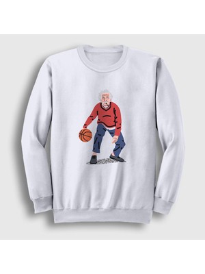Presmono Unisex Beyaz Basketball Basketbol Albert Einstein Sweatshirt