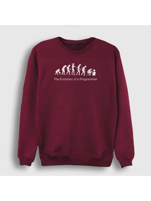 Presmono Unisex Bordo Evolution Evrim Developer Yazılımcı Sweatshirt