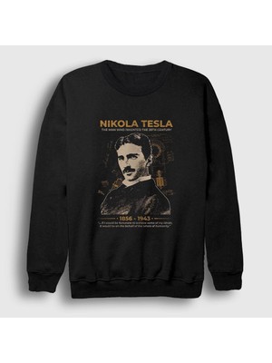 Presmono Unisex Siyah Inventor Scientist Nikola Tesla Sweatshirt