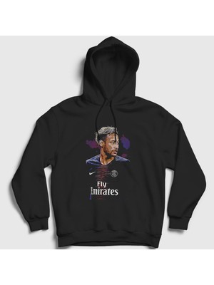 Presmono Unisex Siyah Psg Soccer Futbol Neymar Jr Kapüşonlu Sweatshirt