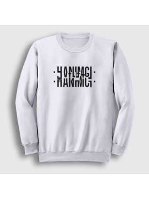 Presmono Unisex Beyaz Hanımcı Katlamalı Gizli Yazılı Sweatshirt