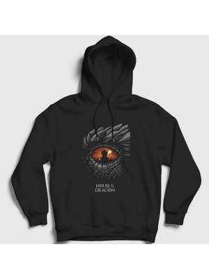 Presmono Unisex Siyah Eye Targaryen House Of The Dragon Kapüşonlu Sweatshirt