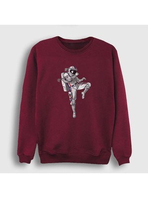 Presmono Unisex Bordo Muay Thai Astronaut Uzay Sweatshirt