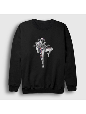 Presmono Unisex Siyah Muay Thai Astronaut Uzay Sweatshirt