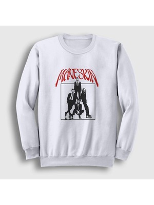 Presmono Unisex Beyaz Cover Band Maneskin Sweatshirt
