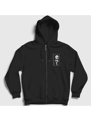 Presmono Unisex Siyah Albedo Oyun Genshin Impact Fermuarlı Kapüşonlu Sweatshirt