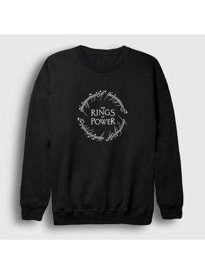 Presmono Unisex Siyah V2 Yüzüklerin Efendisi Güç Yüzükleri Rings Of Power Sweatshirt