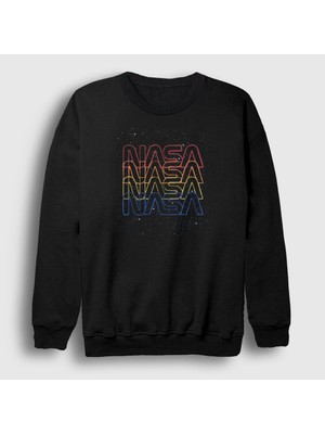 Presmono Unisex Siyah Colors Nasa Space Uzay Sweatshirt