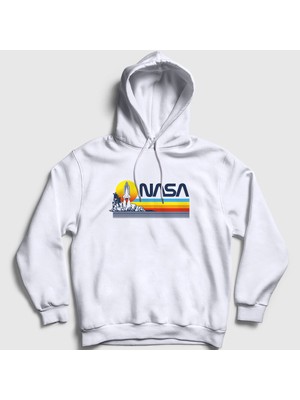 Presmono Unisex Beyaz Sun Nasa Space Uzay Kapüşonlu Sweatshirt