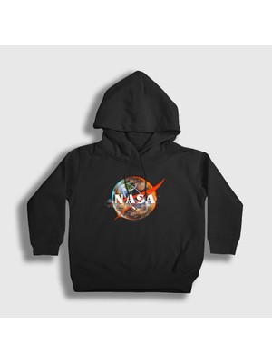 Presmono Unisex Çocuk Siyah Planet Nasa Space Uzay Kapüşonlu Sweatshirt