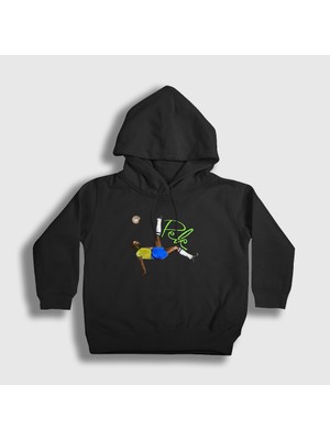 Presmono Unisex Çocuk Siyah Brasil Futbol Pele Kapüşonlu Sweatshirt