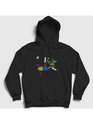 Presmono Unisex Siyah Brasil Futbol Pele Kapüşonlu Sweatshirt