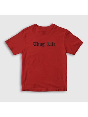 Presmono Unisex Çocuk Kırmızı Thug Life 2pac Tupac Shakur T-Shirt