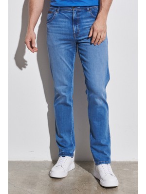 Wrangler Texas Slim Fit Dar Kesim Normal Bel Mavi Esnek Jean Kot Pantolon