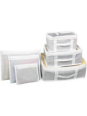 Tam İthalat Çizgili Bavul Içi Düzenleyici Valiz Organizer 6 Lı Set