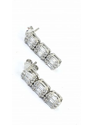 Baget Zirkon Taşlı 925ayar Gümüş Küpe