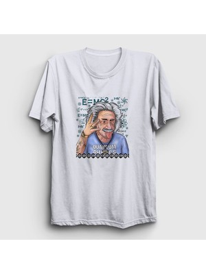 Presmono Unisex Beyaz Quantum Physics Scientist Albert Einstein T-Shirt