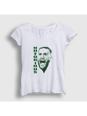 Presmono Kadın Beyaz Notorious V2 Ufc Conor Mcgregor T-Shirt